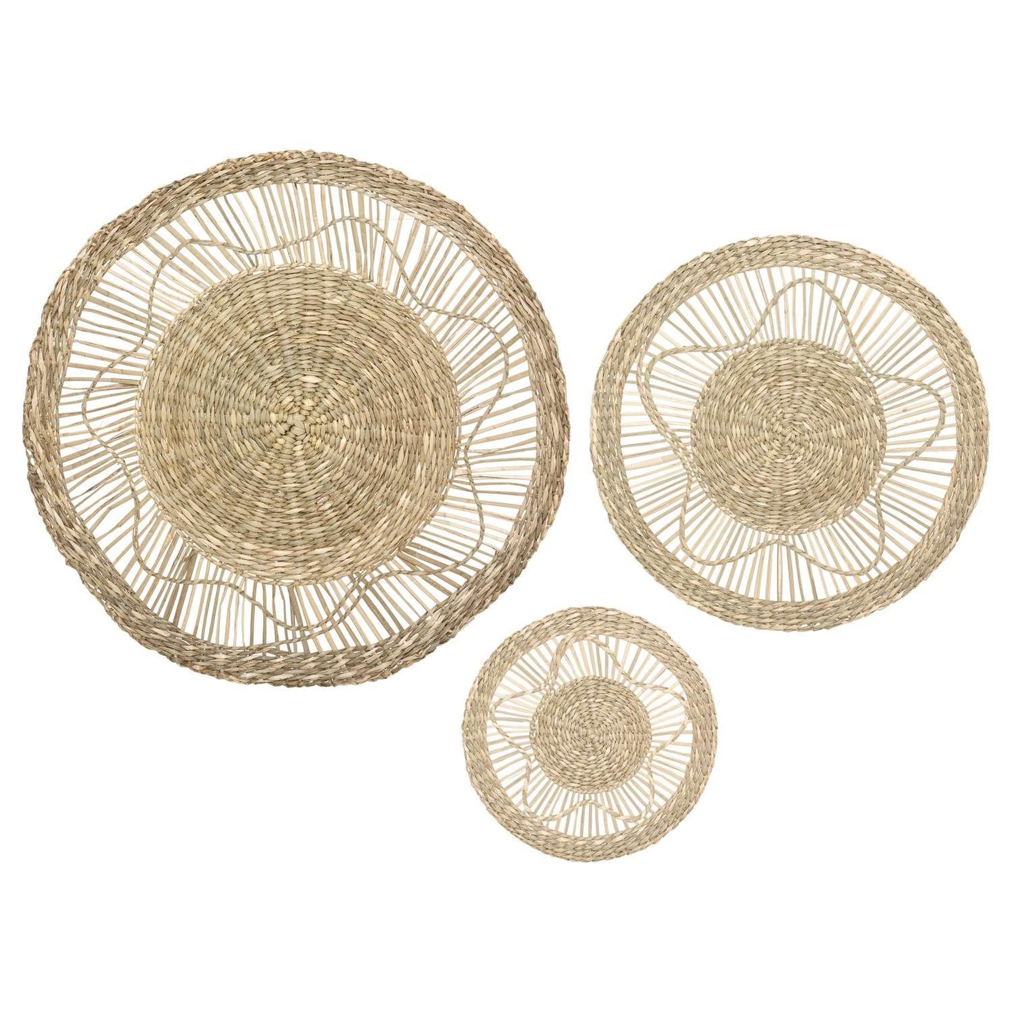 ATMOSPHERA Ensemble de 3 décorations murales en roseau - beige