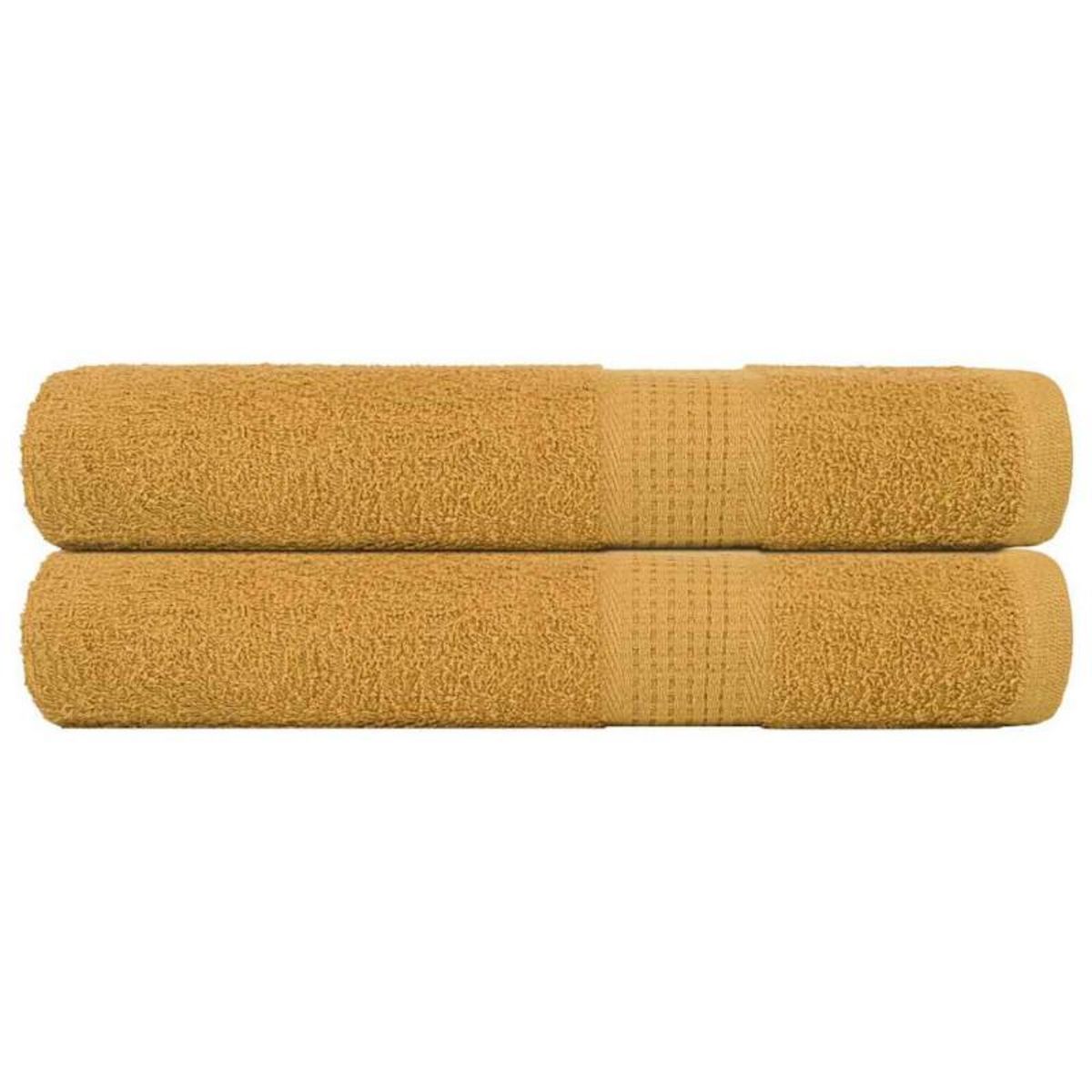 VIDAXL Serviettes 2 pcs doré 100x200 cm 360 g m² 100% coton