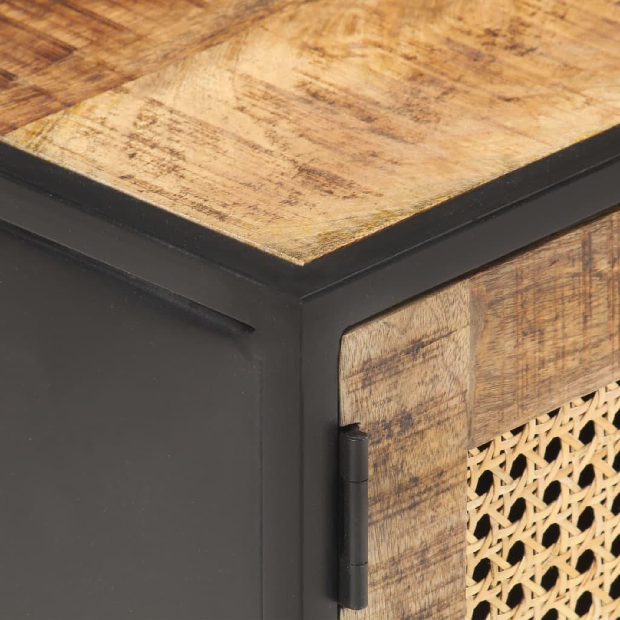Voir la diapositive 5 : VIDAXL Meuble tv 90x30x40 cm bois de manguier brut et canne naturelle