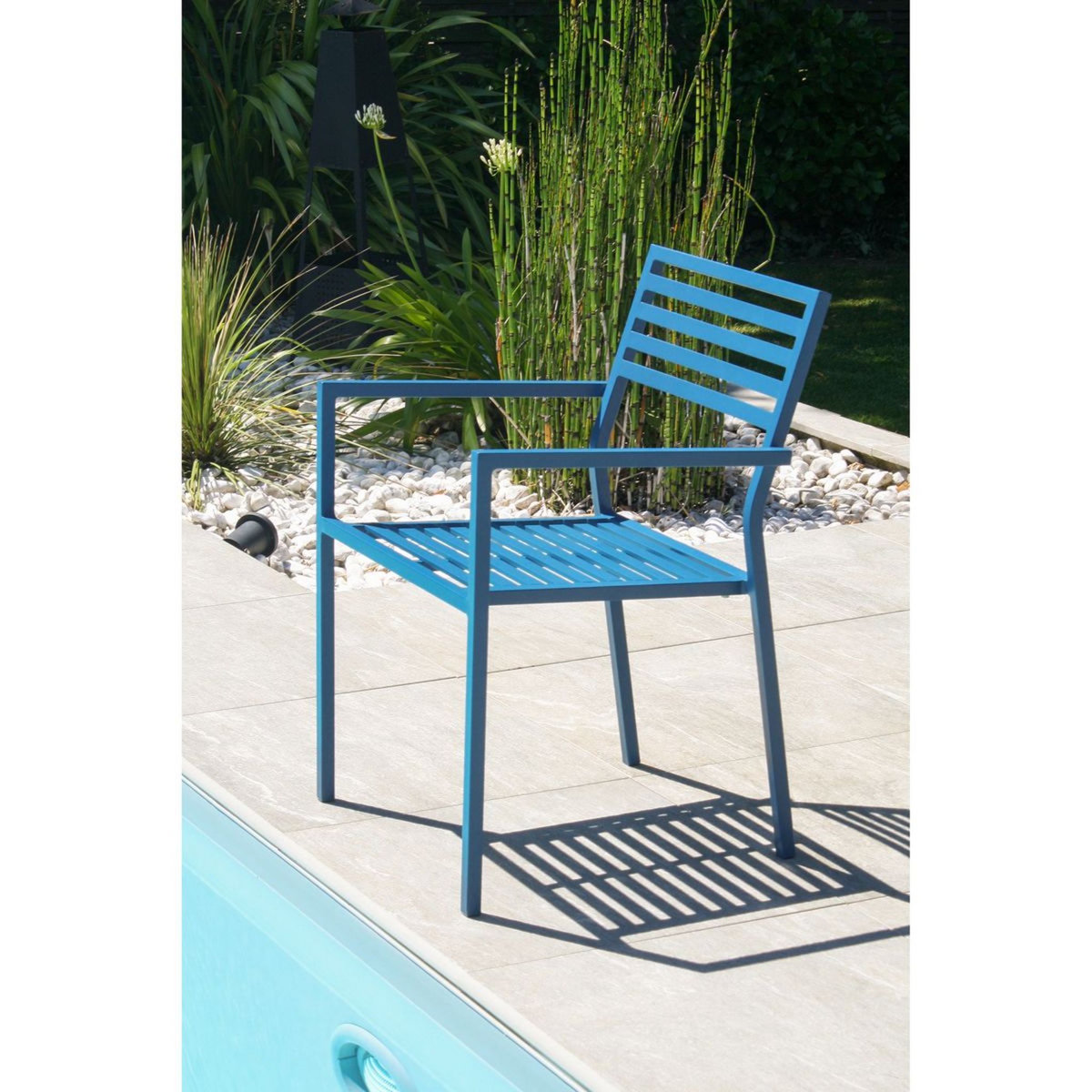 City Garden Fauteuil de jardin empilable - Aluminium - Bleu - GASTON