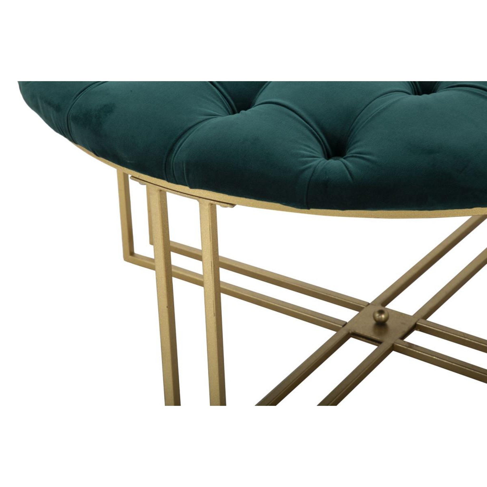 Voir la diapositive 5 : Paris Prix Pouf capitonné en velours  puffy  90cm vert & or