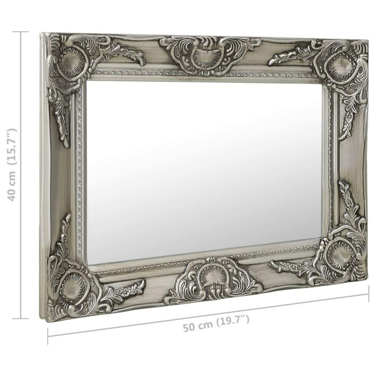 VIDAXL Miroir mural style baroque 50x40 cm Argente