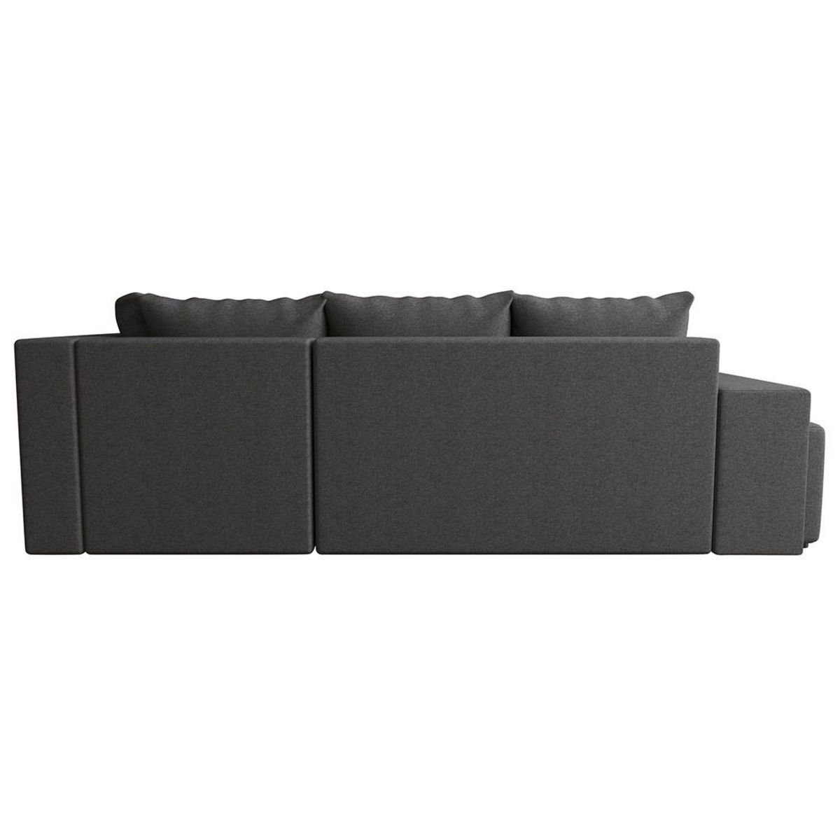 BEST MOBILIER Libbie - canapé d'angle droit 4 places convertible avec coffre, étagère et poufs en tissu