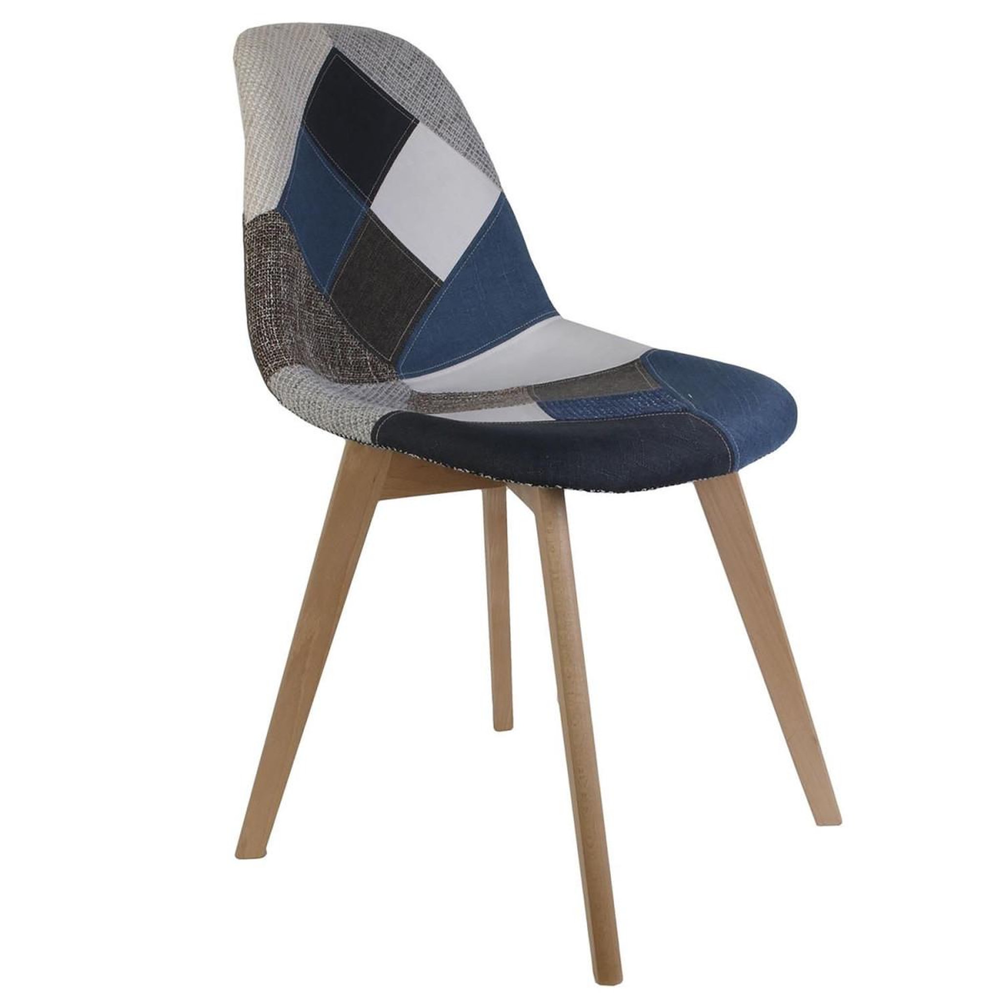 Voir la diapositive 2 : The Home Deco Factory Lot de 4 chaises patchwork  colmar  85cm bleu