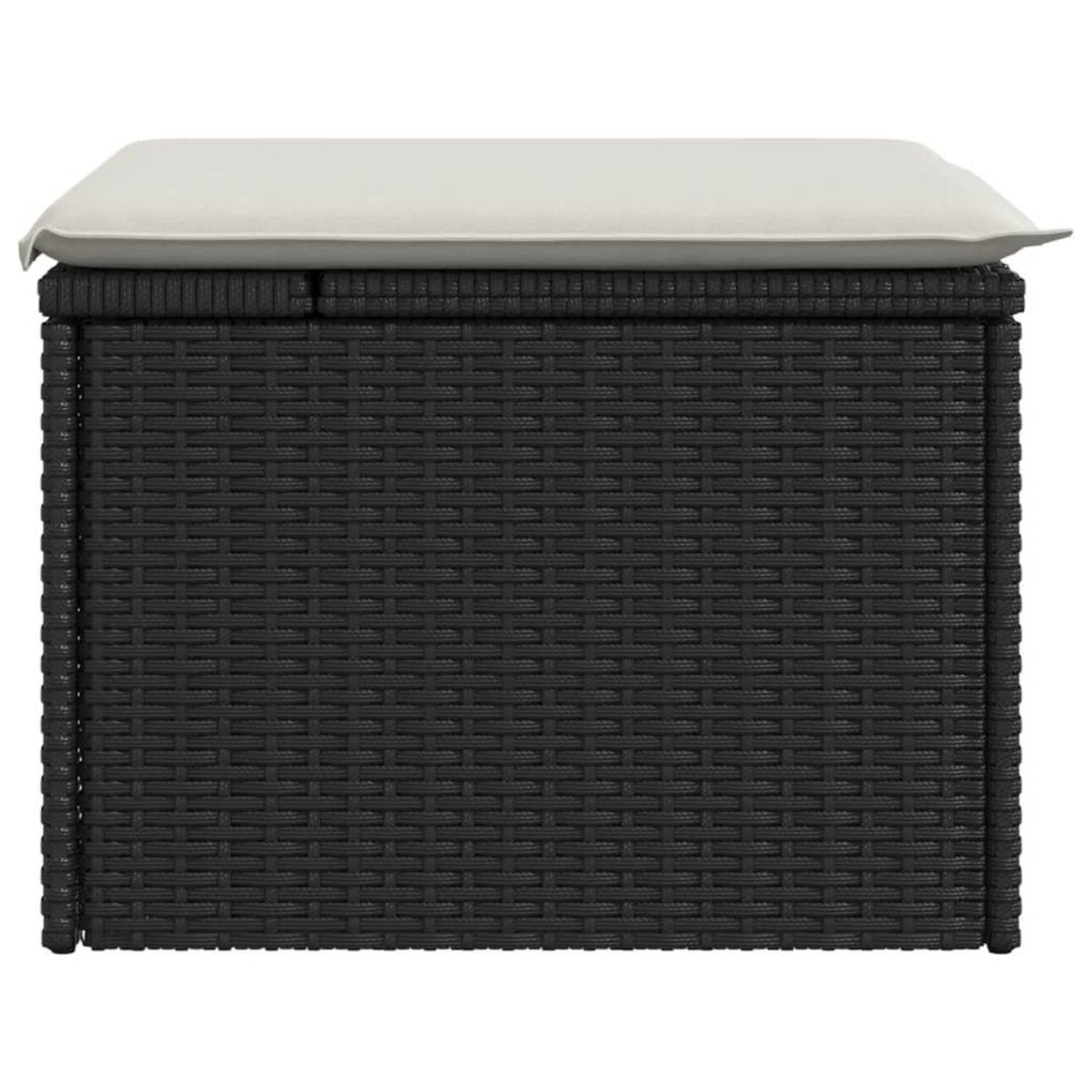 VIDAXL Tabouret de jardin avec coussin noir 55x55x37 cm resine tressee