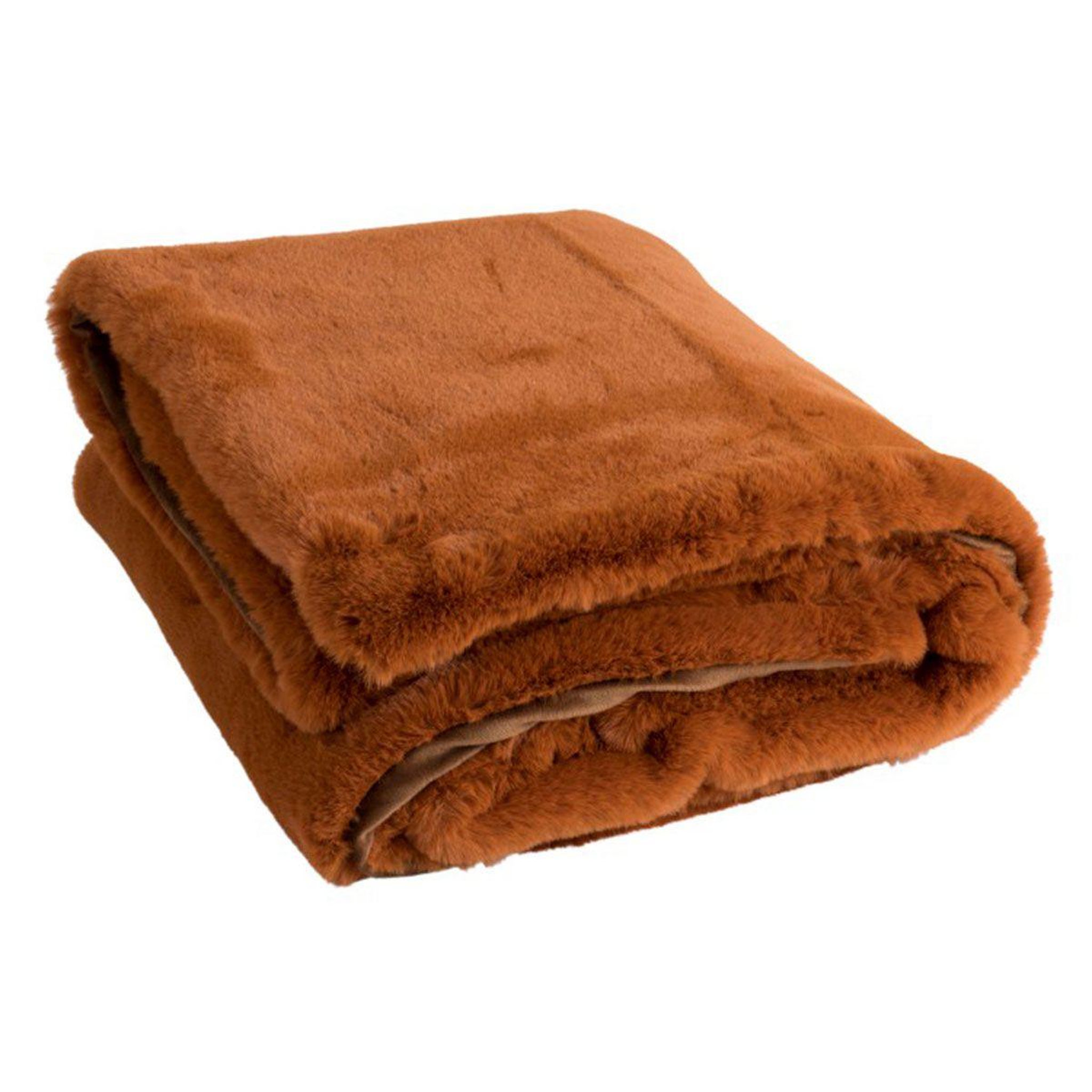 Voir la diapositive 1 : J-LINE Plaid imitation fourrure  cutie  130x180cm rouille