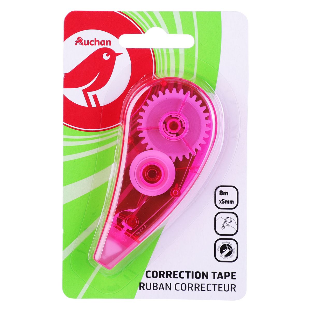 AUCHAN Souris correctrice 8m x 5mm rose
