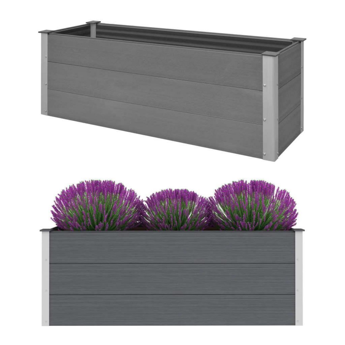 VIDAXL Lit sureleve de jardin WPC 150x50x54 cm Gris