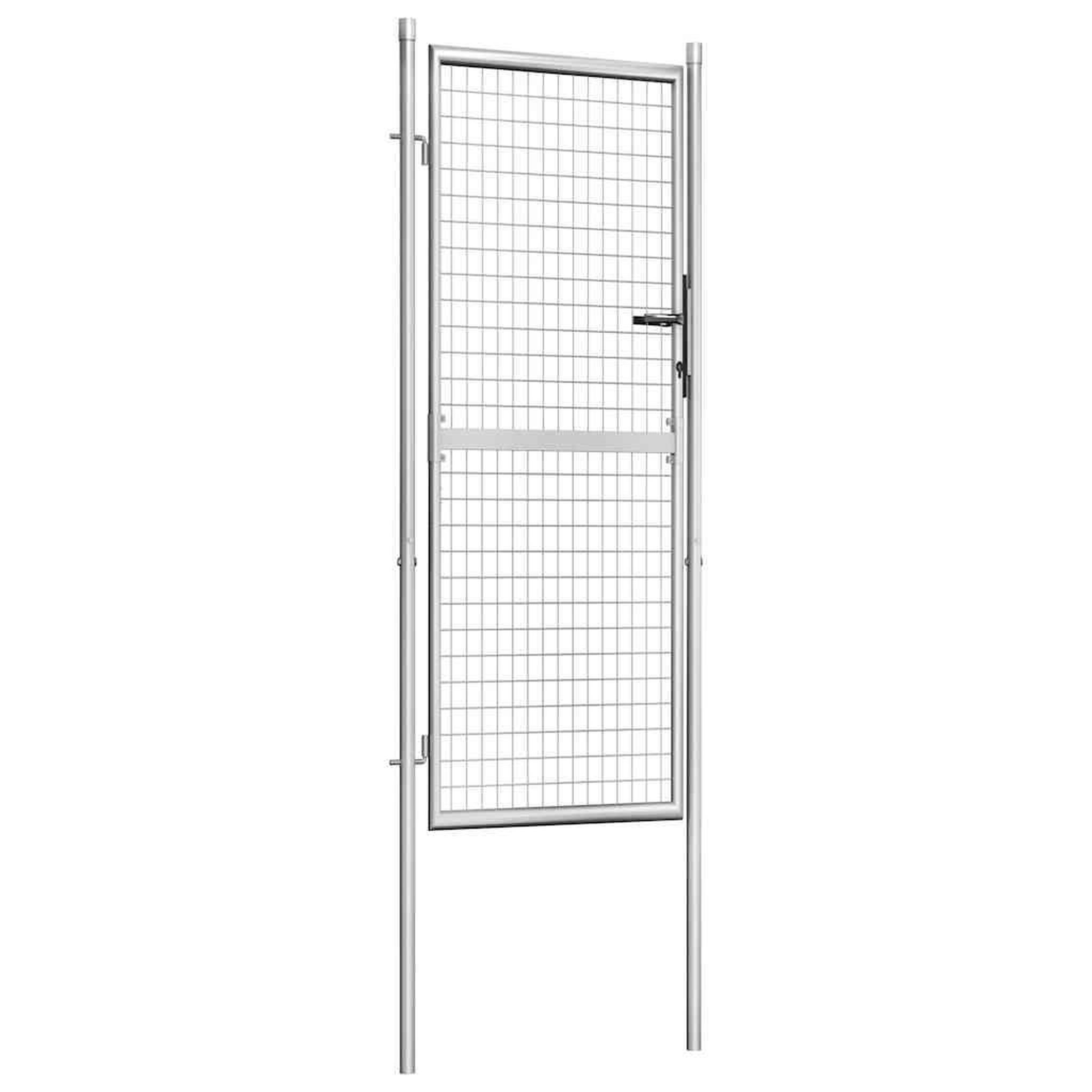 Voir la diapositive 2 : VIDAXL Portail de jardin en acier galvanise 105x200 cm argente