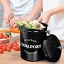 Voir la diapositive 4 : LINXOR Composteur, bac, poubelle à compost de cuisine 5L rond en Inox - Noir