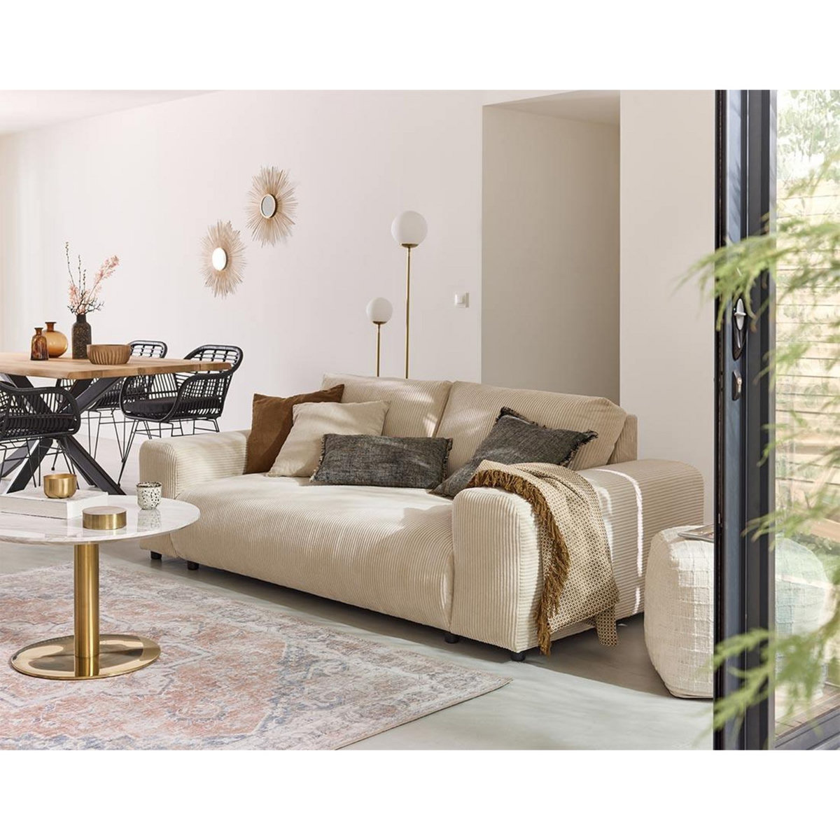 LISA DESIGN Garance - canapé droit 3 places - en velours côtelé