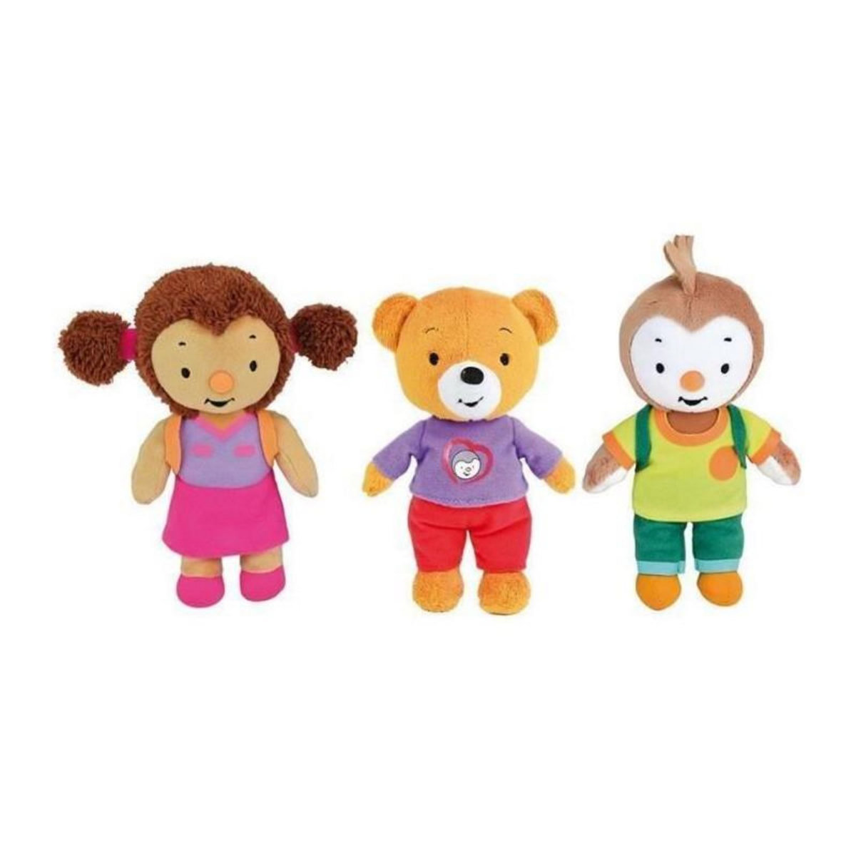 JEMINI TCHOUPI Lot de 3 peluches Lalou, Pilou et Tchoupi +/- 19 cm