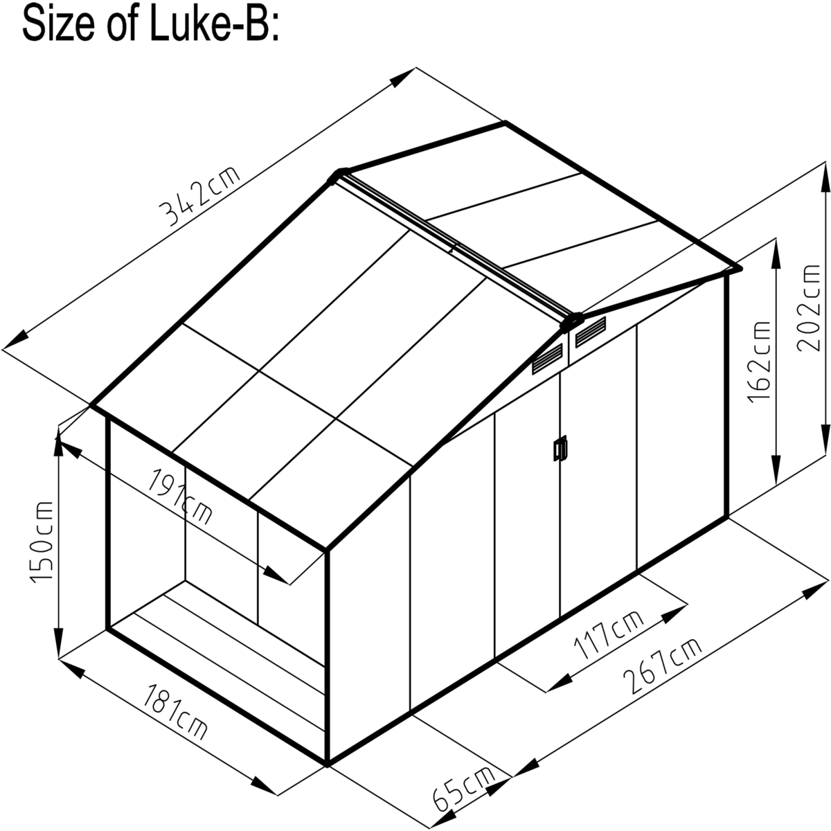 CONCEPT USINE Abri de jardin avec abri bûches 6,53 m² en acier gris VENTOUX