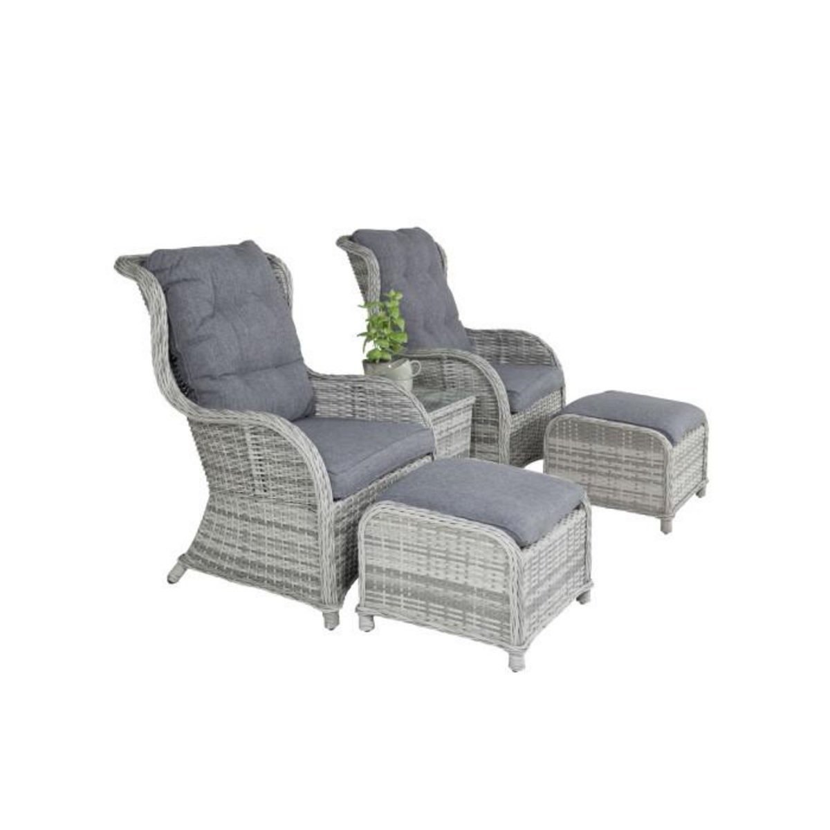 Paris Prix Salon de Jardin Lounge  Vikelund  100cm Gris