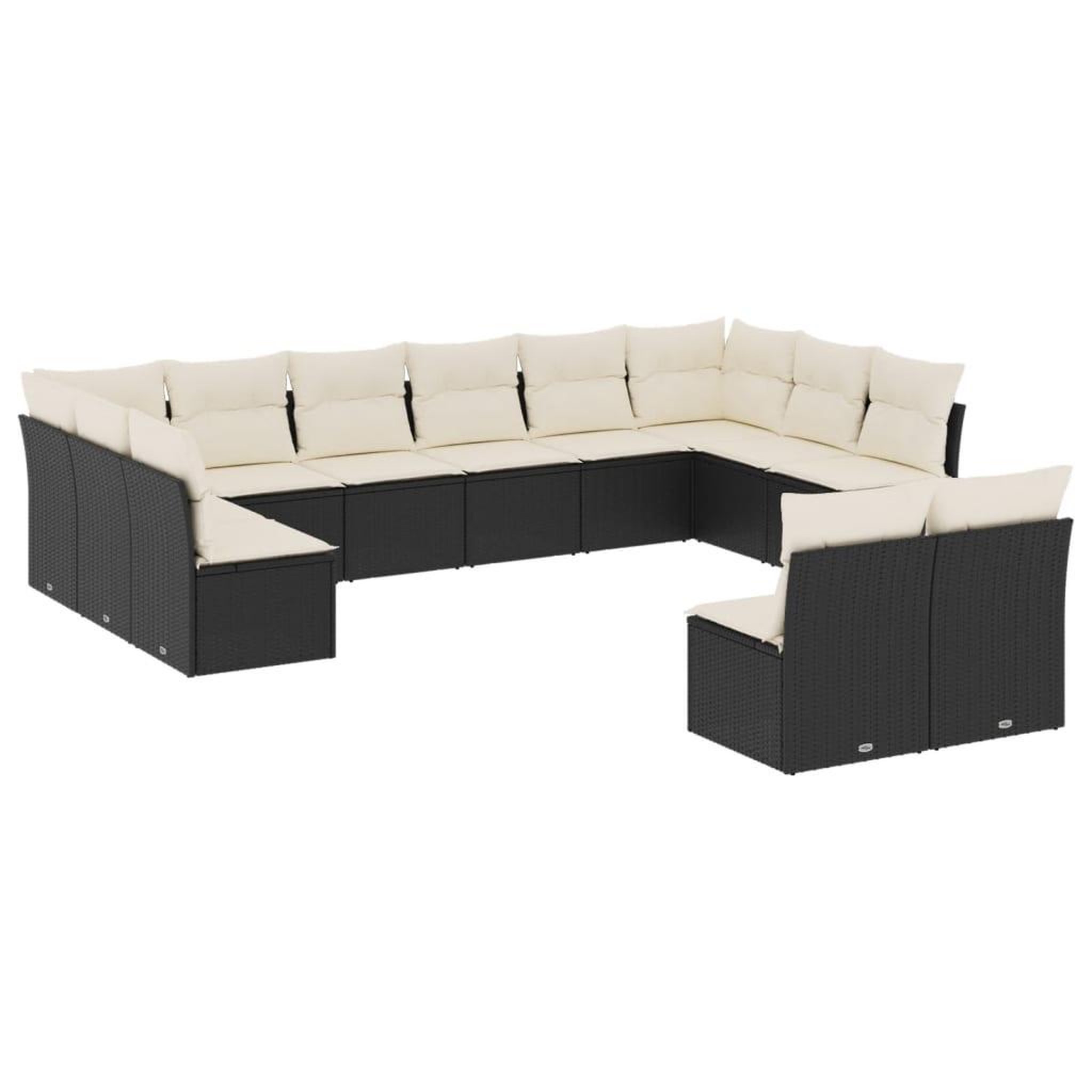 Voir la diapositive 2 : VIDAXL Salon de jardin 12 pcs avec coussins noir resine tressee