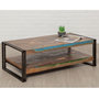 Voir la diapositive 2 : Paris Prix Table Basse Rectangulaire en Teck Industriel  Loft  120cm Marron