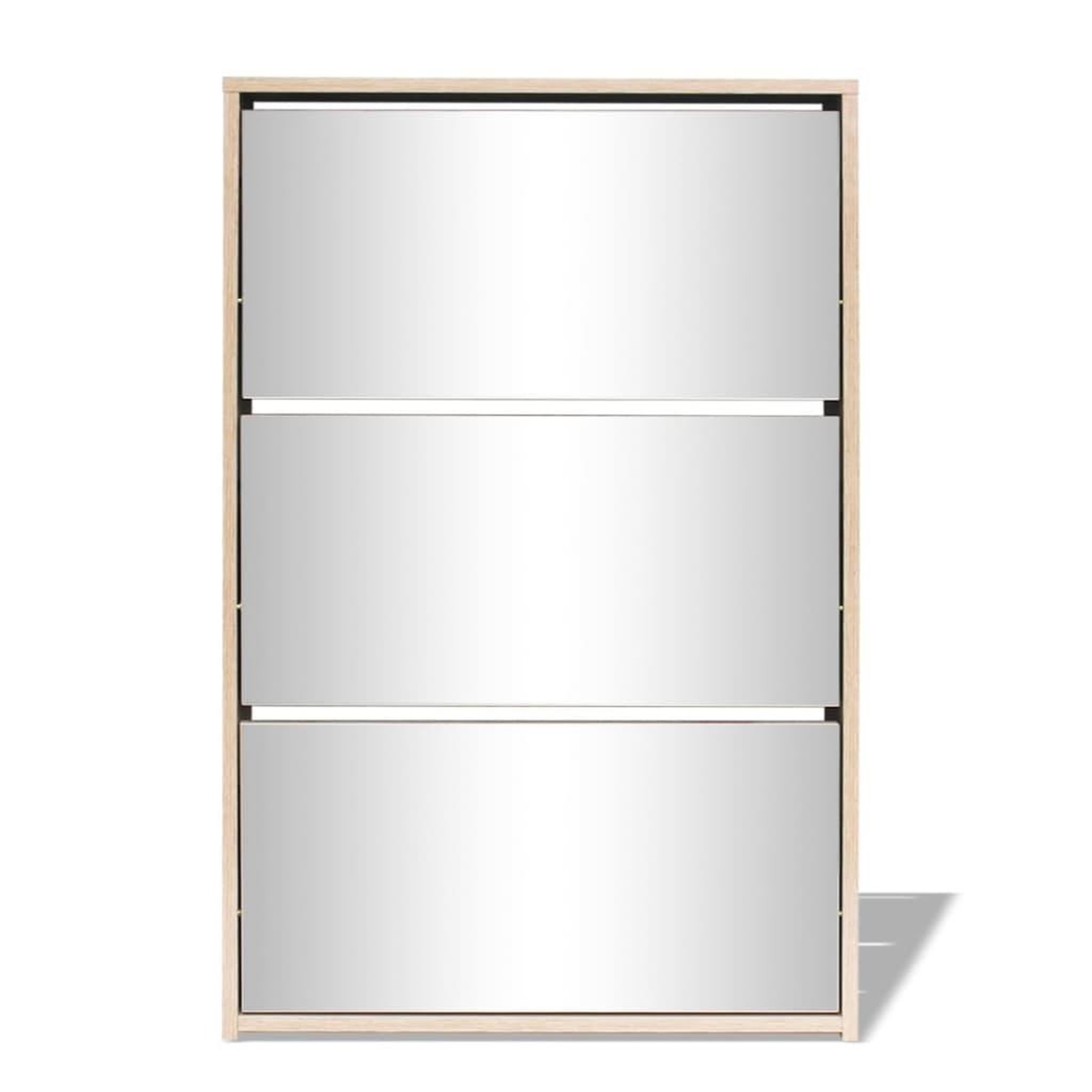 Voir la diapositive 3 : VIDAXL Meuble a chaussures 3 etageres Miroir 63x17x102,5 cm Chene