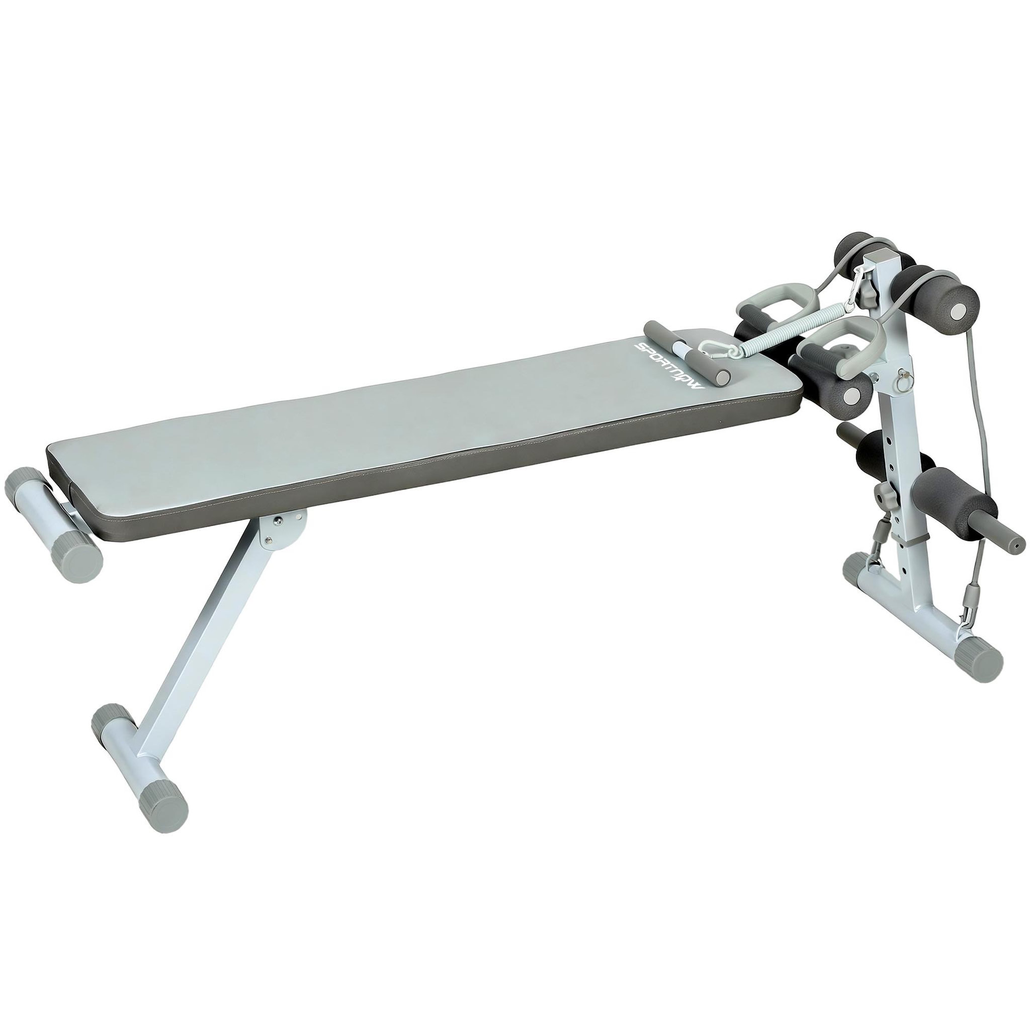 HOMCOM Banc de musculation réglable avec siège à 3 niveaux acier blanc gris