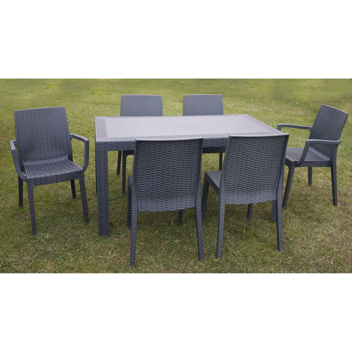 Salon de jardin - 6 places - Gris anthracite - URANO