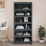 VIDAXL Bibliotheque Gris 80x35x183 cm Bois de pin massif