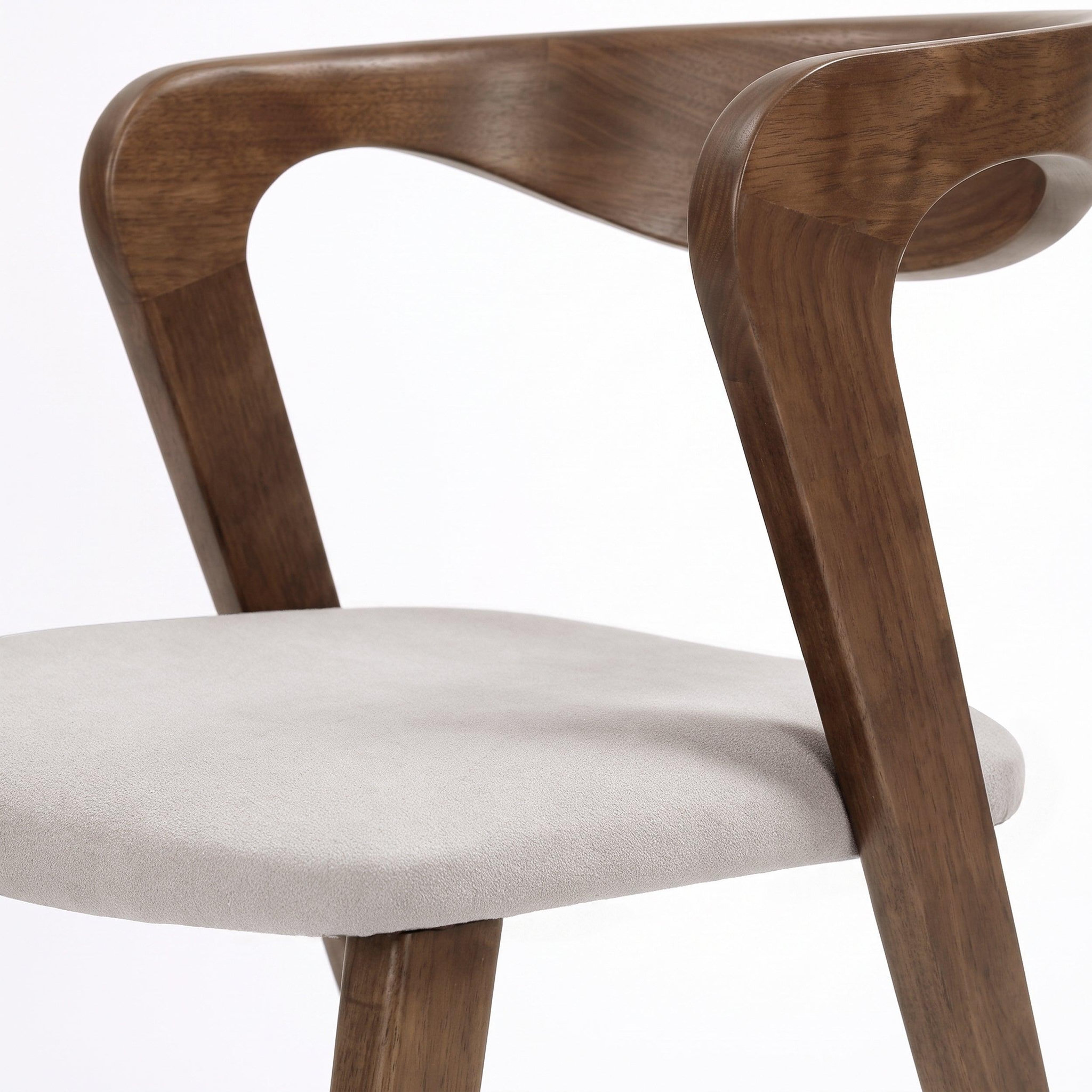 Voir la diapositive 3 : MAISON PAVANE Chaise en bois d'hévéa marron et tissu beige-vega