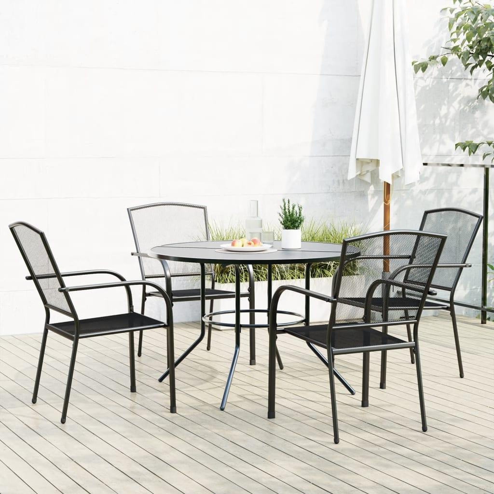 VIDAXL Ensemble de chaises de jardin empilables 5 pcs anthracite