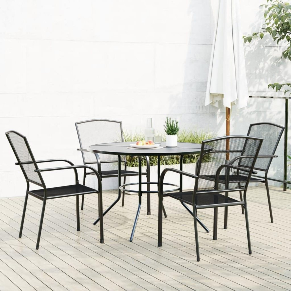 VIDAXL Ensemble de chaises de jardin empilables 5 pcs anthracite