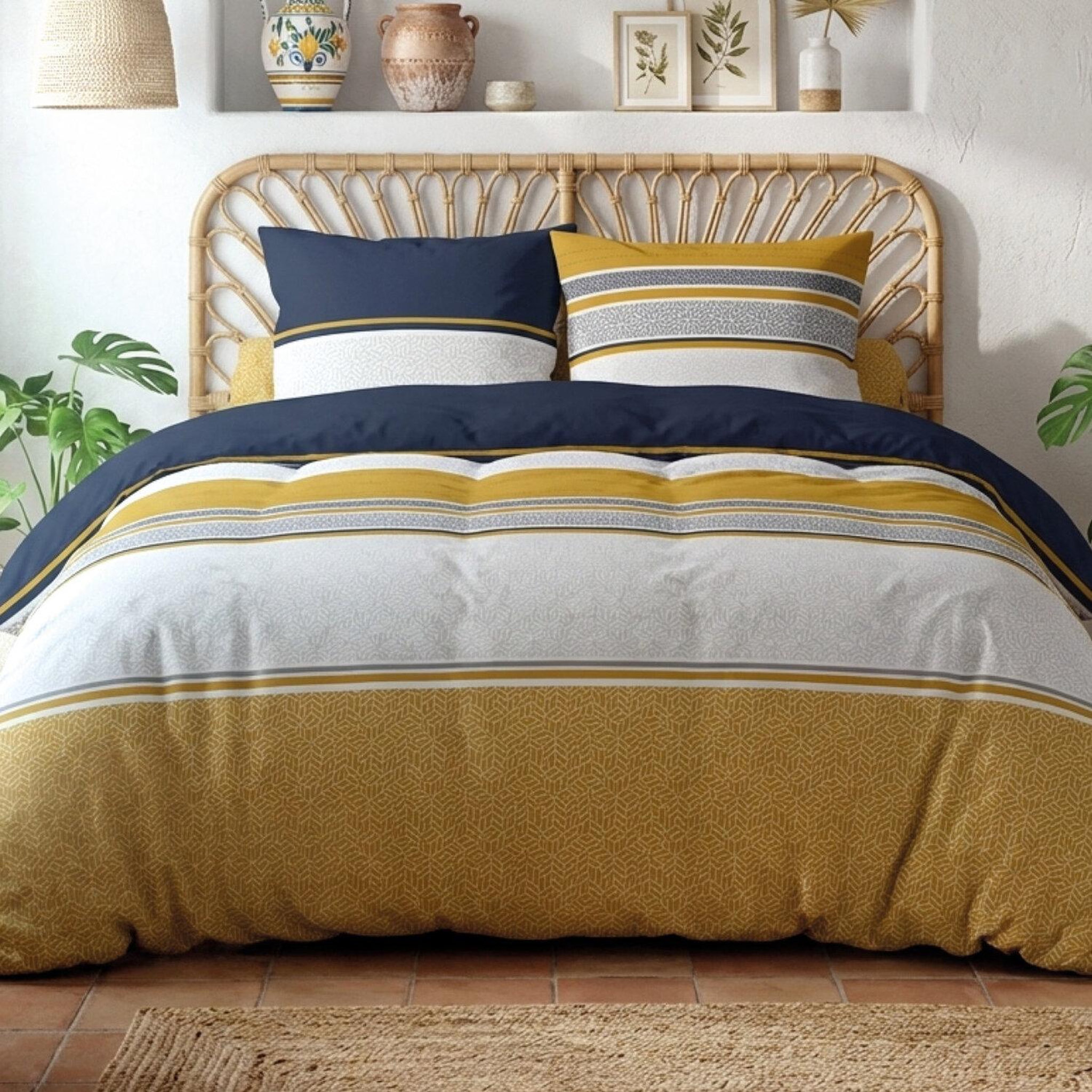 Voir la diapositive 1 : ATELIER DU COTON Parure housse de couette en coton 57 fils jaisaï