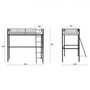 Voir la diapositive 4 : MARKET24 Lit mezzanine enfant ELIOT en métal noir 90x190cm avec sommier inclus