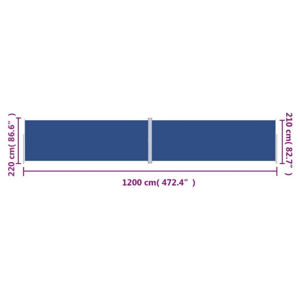 VIDAXL Auvent lateral retractable Bleu 220x1200 cm