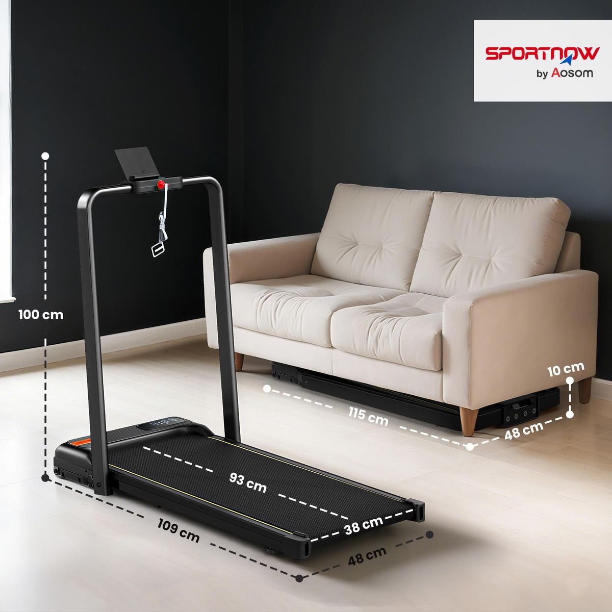 HOMCOM Tapis de marche pliable 1-6Km/h inclinaison réglable 4% max. télécommande affichage LED clé sécurité