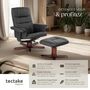 Voir la diapositive 2 : tectake Fauteuil relax avec pied en croix avec repose-pieds noir/marron