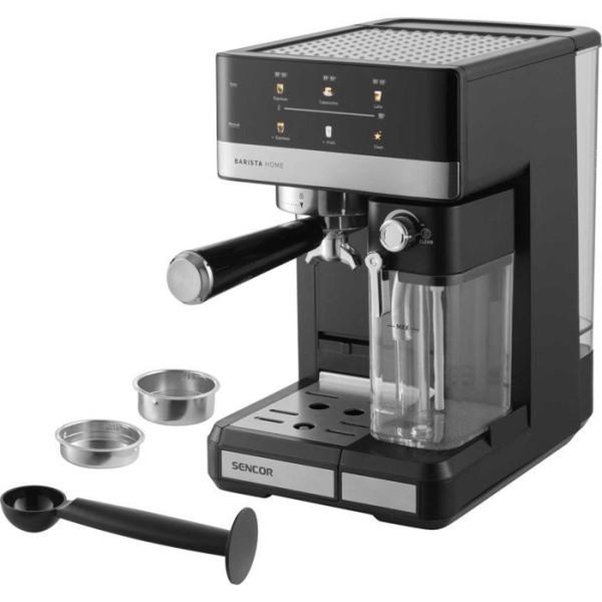 MARKET24 Machine a Cafe  a expresso Sencor SES 4060BK - Cappuccino et latte automatiques - Réservoir lait 500 ml - 20 bars - Noire