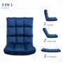 Voir la diapositive 5 : HOMCOM Fauteuil convertible fauteuil paresseux grand confort inclinaison dossier multipositions 90°-180° flanelle polyester capitonné bleu roi