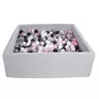  Piscine à balles pour enfant, 120x120 cm, Aire de jeu + 900 balles noir,blanc,rose clair,gris