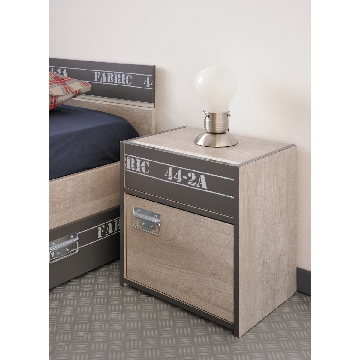 Chevet 1 porte 1 tiroir style industriel L40cm LOFTY