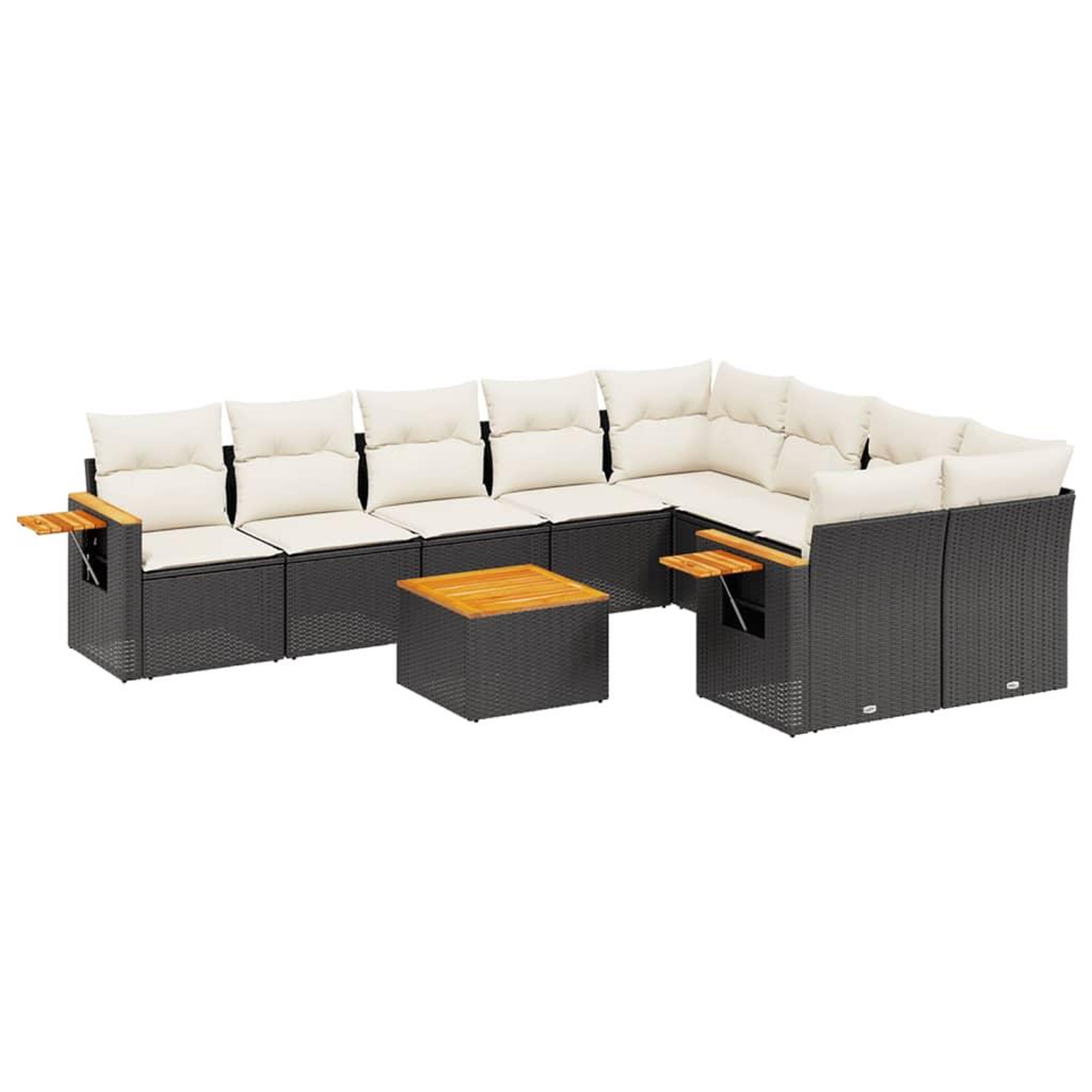Voir la diapositive 2 : VIDAXL Salon de jardin 10 pcs avec coussins noir resine tressee