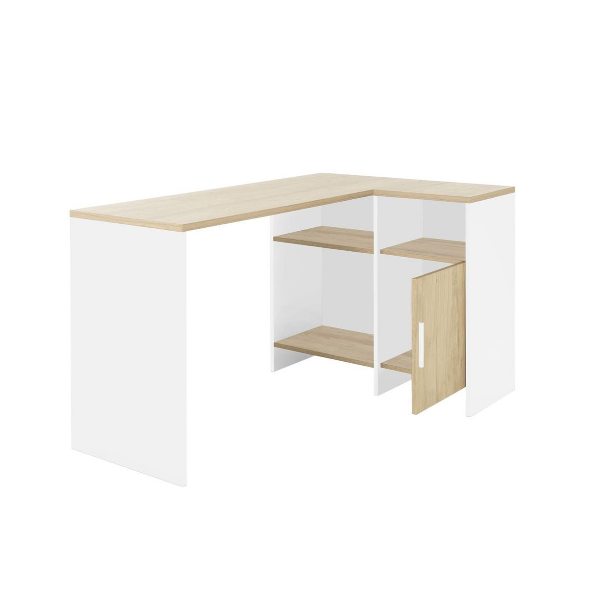Bureau d'angle droit style indutriel avec rangement L136cm CHELSEA