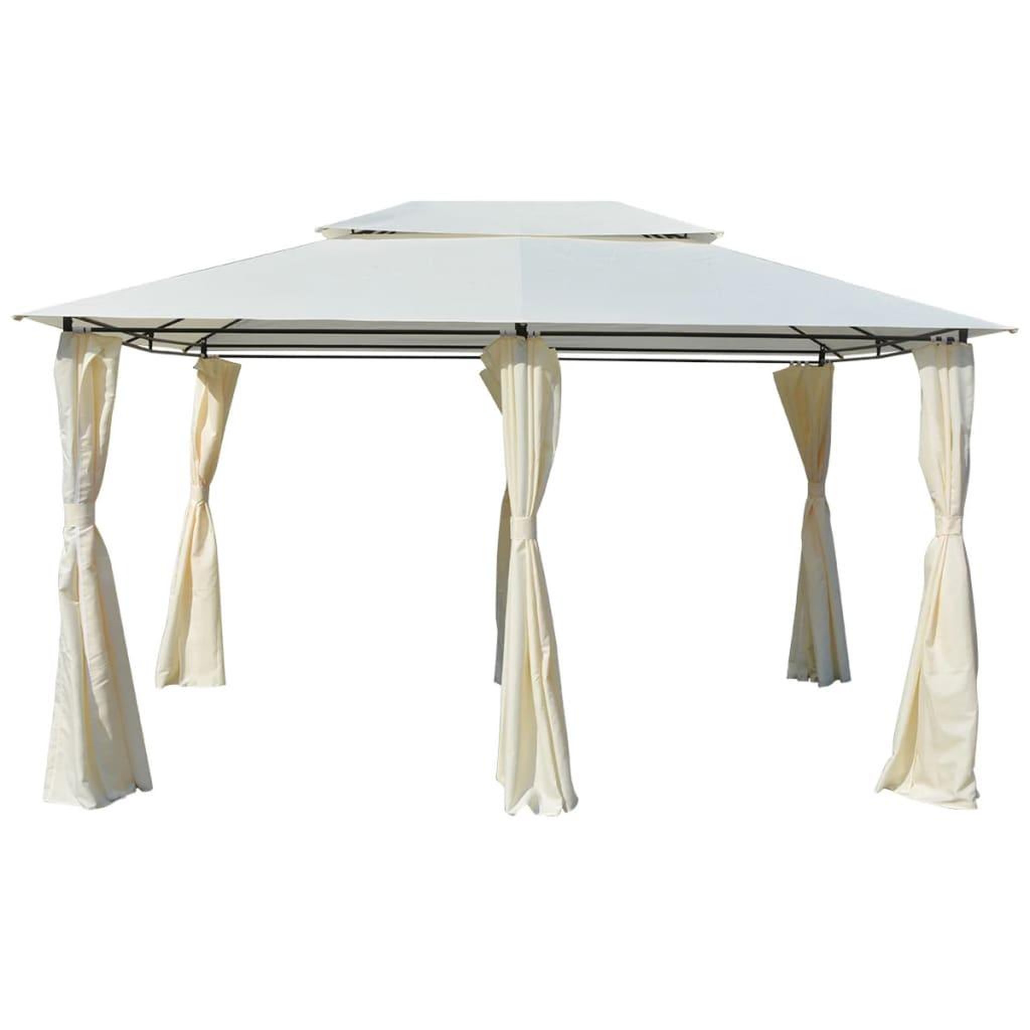 VIDAXL Tonnelle avec rideaux 4 x 3 m Blanc
