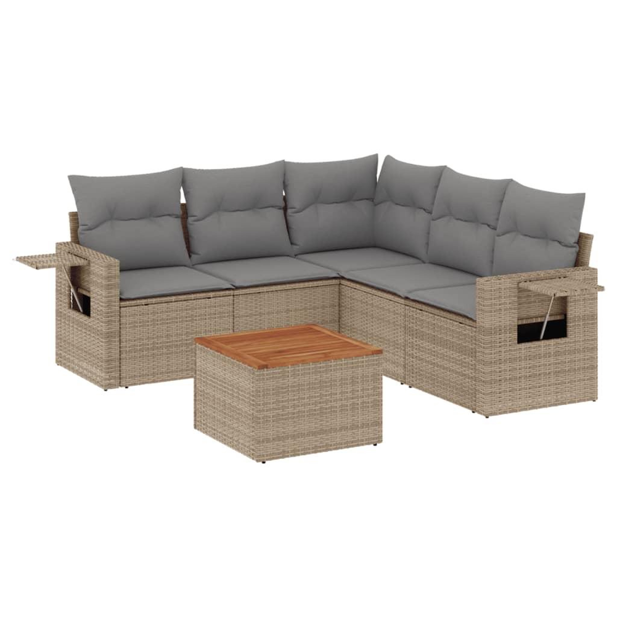 Voir la diapositive 2 : VIDAXL Salon de jardin avec coussins 6 pcs beige resine tressee