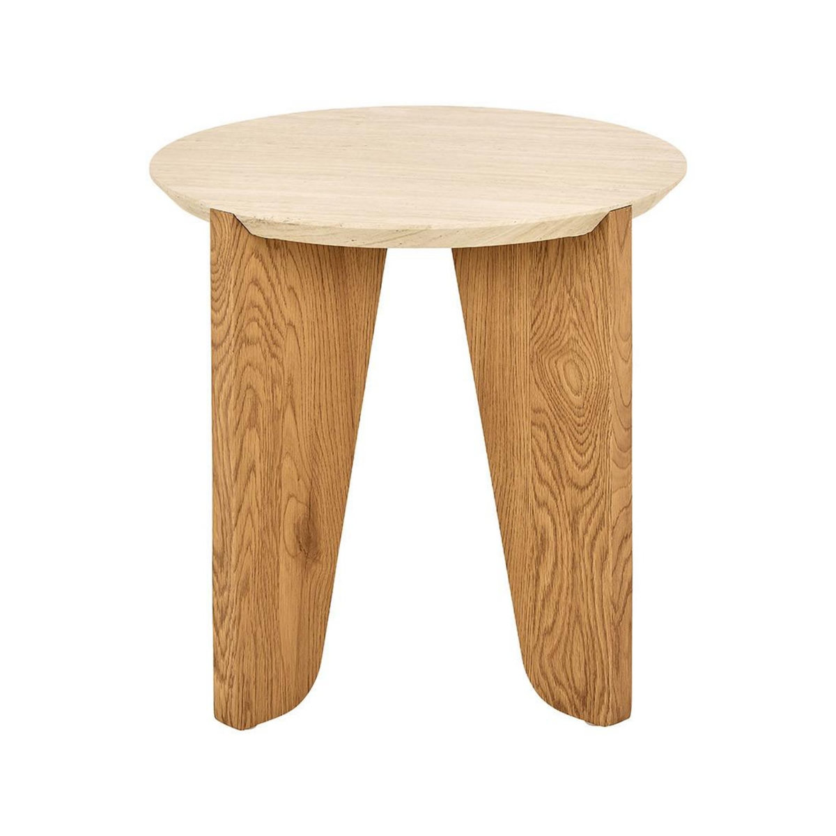 LISA DESIGN Noeva - bout de canapé - pieds en chêne - plateau effet travertin - 50 cm