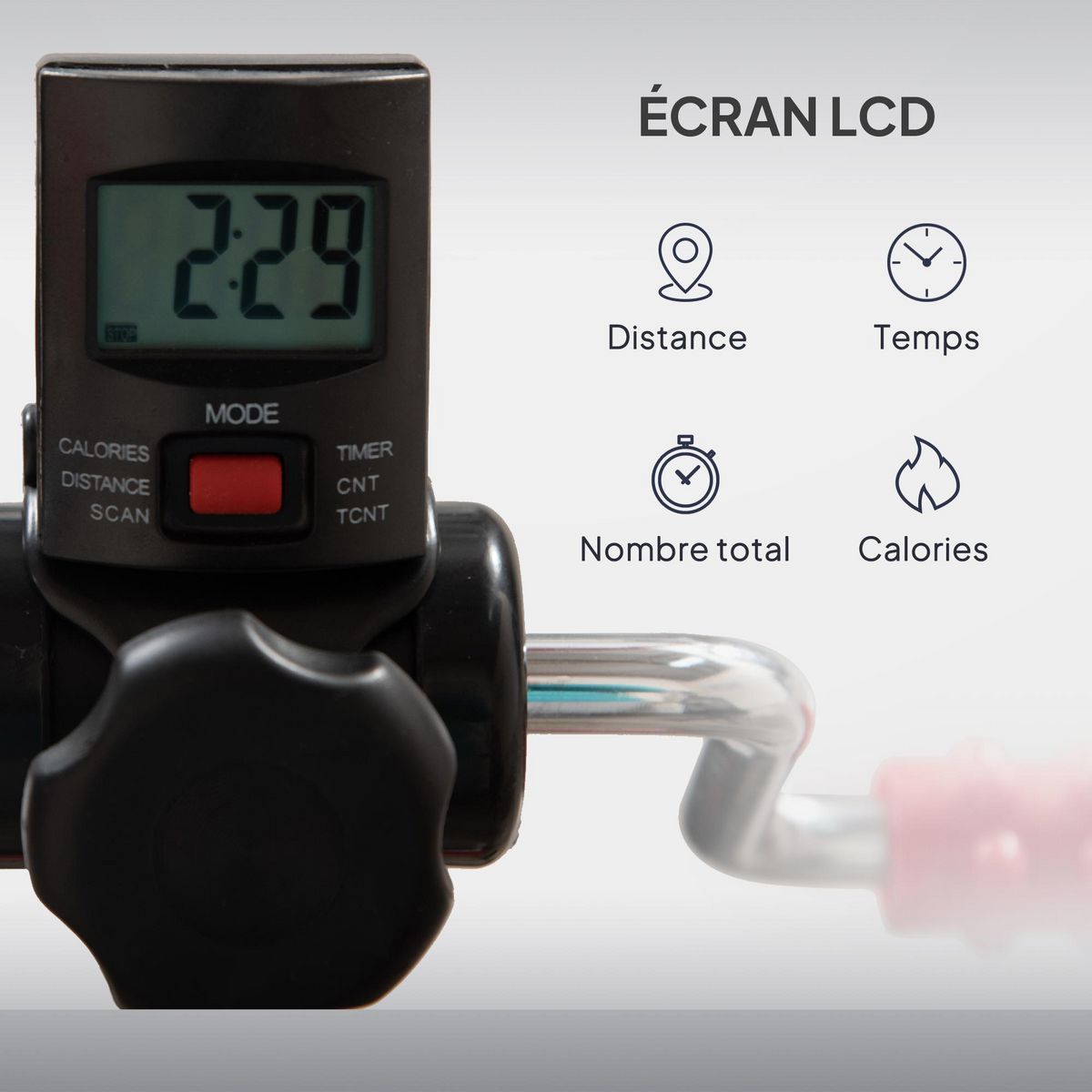 HOMCOM Vélo de rééducation bras et jambes - hauteur largeur réglable - écran LCD multifonction