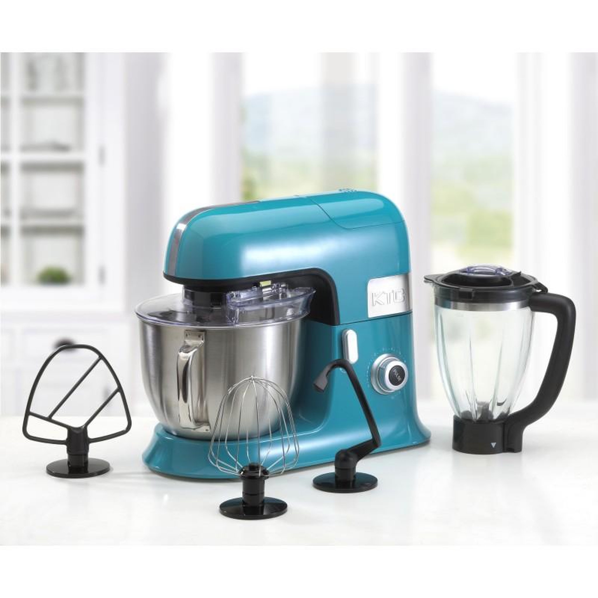Voir la diapositive 2 : KITCHENCOOK Kitchencook - expert_xl_blue - robot pétrin 6,5l - 1300w - blender verre 1,5l