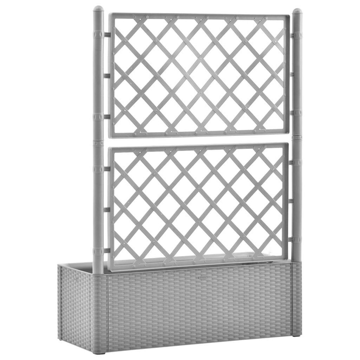 VIDAXL Lit sureleve de jardin et treillis et systeme d'arrosage Gris