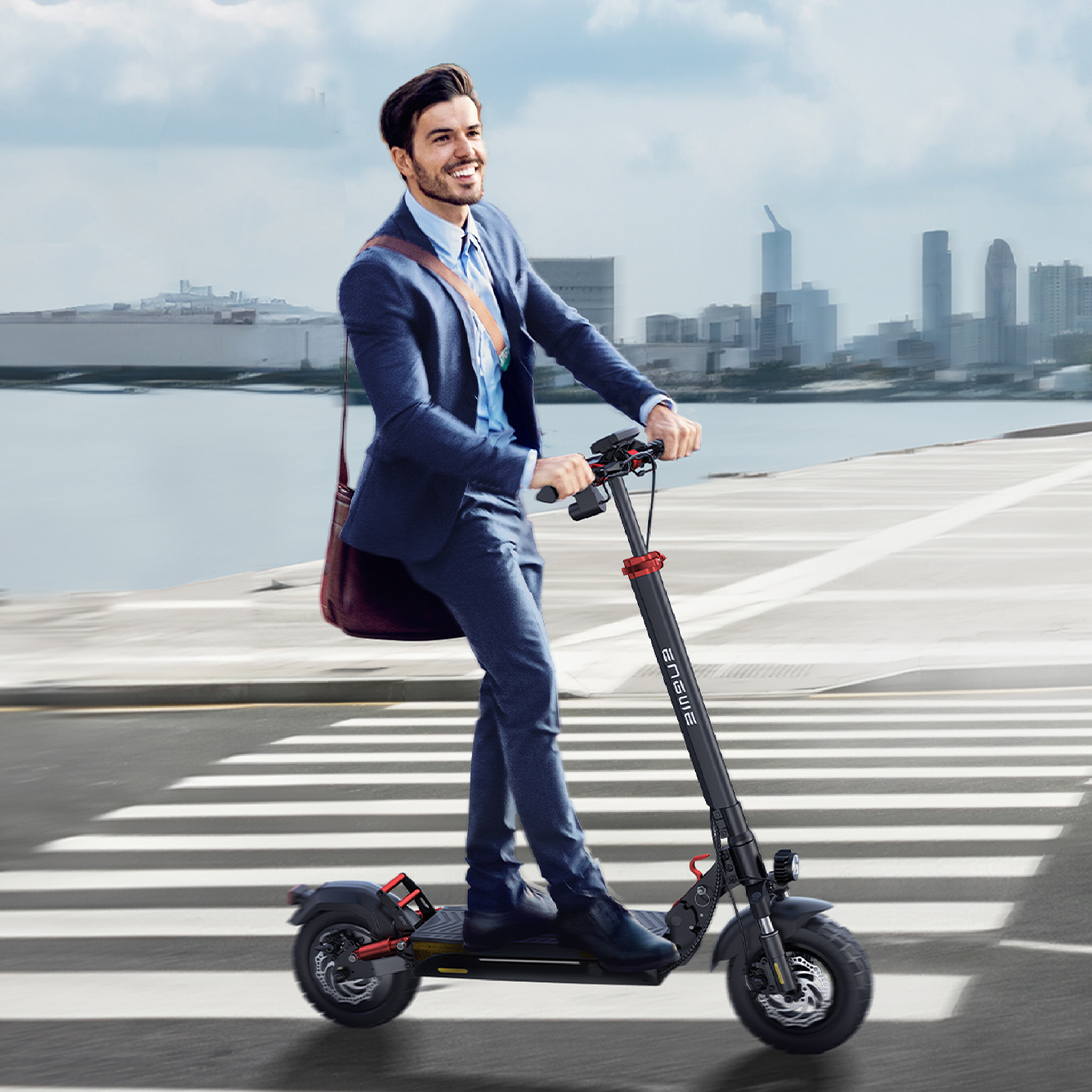 Voir la diapositive 4 : ENGWE Trottinette électrique pliable ENGWE Y600S, autonomie de 70 km, suspension intégrale, batterie 48 V 18 Ah, écran de 10 pouces