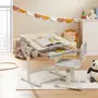 IDIMEX Ensemble bureau et chaise pour enfant TUTTO réglable en hauteur, pupitre inclinable chêne sonoma, métal blanc et plastique gris