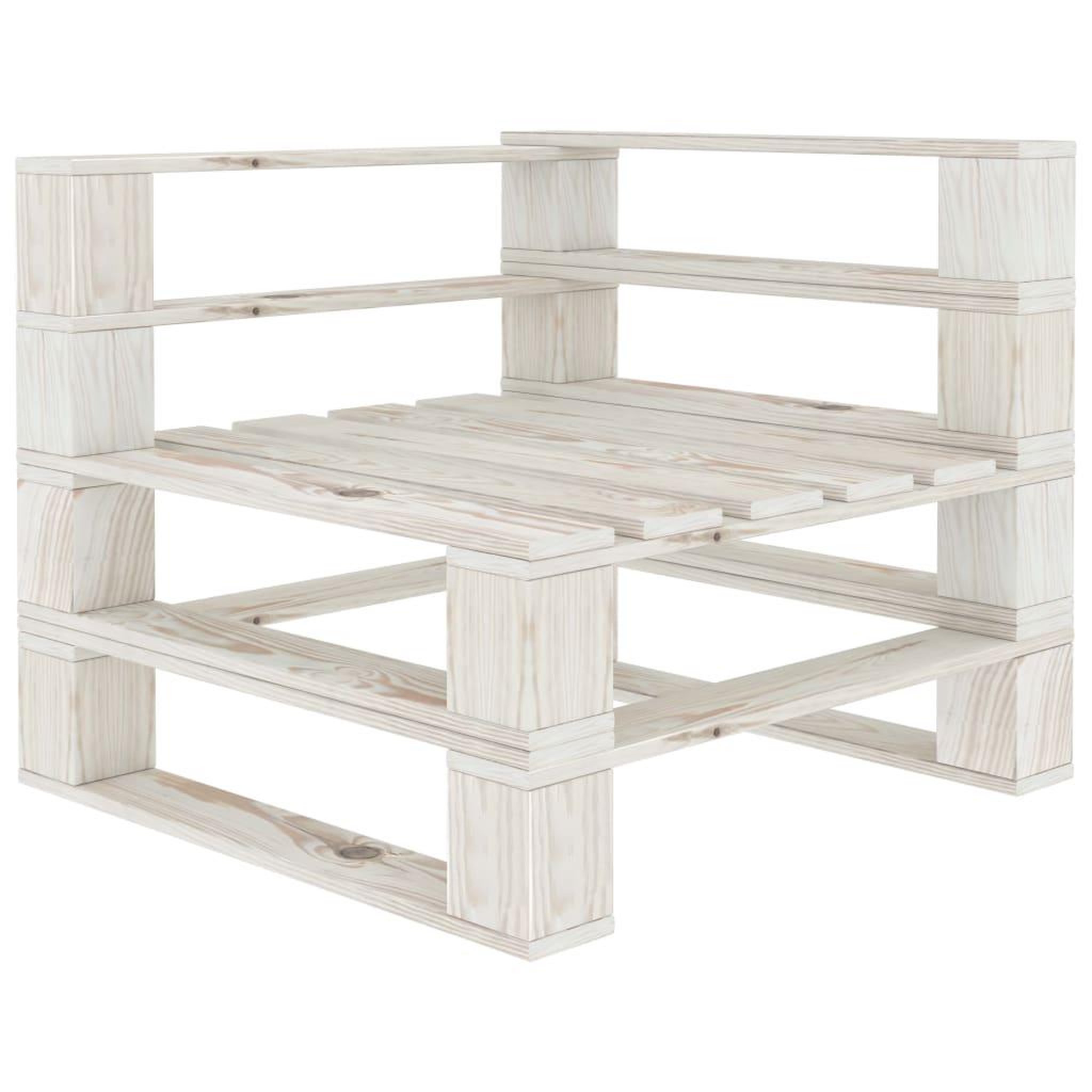 Voir la diapositive 4 : VIDAXL Canape palette a 2 places de jardin avec coussins creme Bois