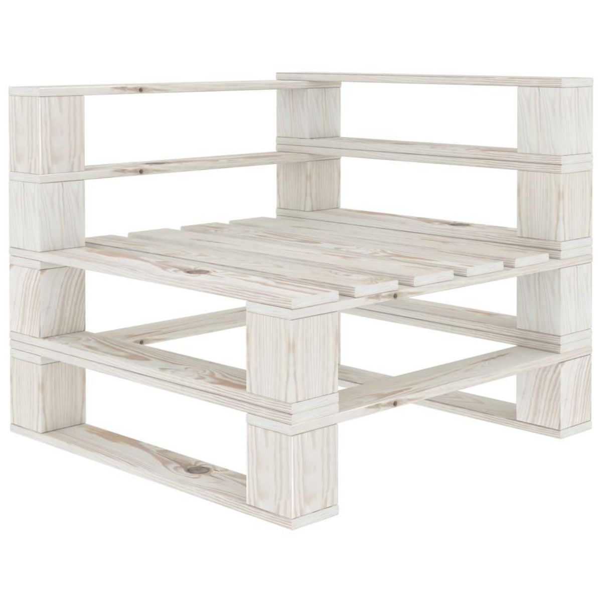 VIDAXL Canape palette a 2 places de jardin avec coussins creme Bois