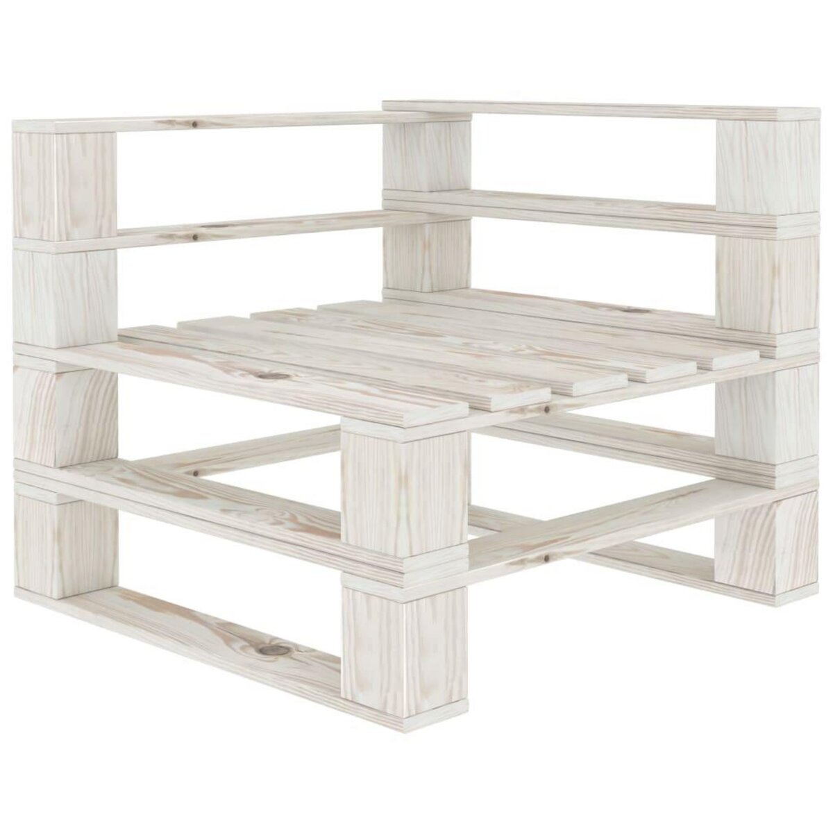 VIDAXL Canape palette a 2 places de jardin avec coussins creme Bois