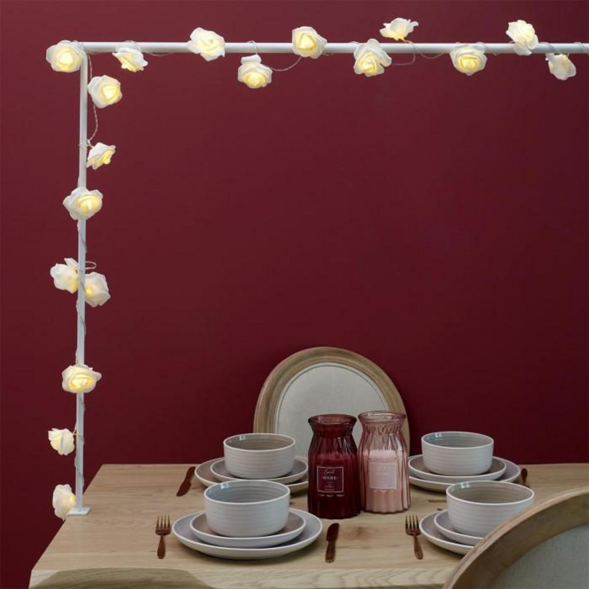 Paris Prix Guirlande Lumineuse 10 LED  Rose  180cm Blanc